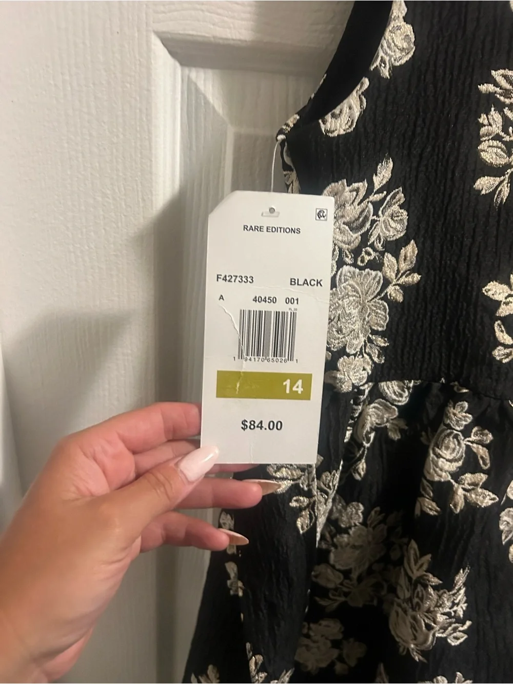 Rare Editions Black Floral A-Line Dress